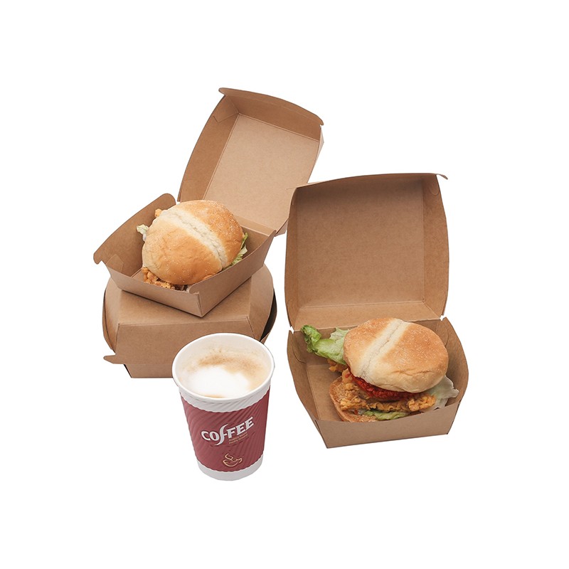 Recycelbare, biologisch abbaubare Burger-Box aus Papier Recycelbare, biologisch abbaubare Burger-Box aus Papier