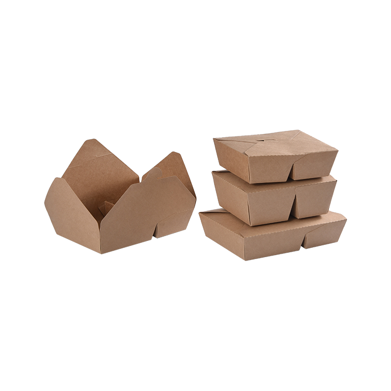 Bento-Box aus Kraftpapier zum Mitnehmen, oben gefaltet, zwei Fächer, unterteilt