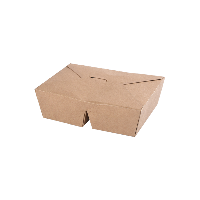 Bento-Box aus Kraftpapier zum Mitnehmen, oben gefaltet, zwei Fächer, unterteilt