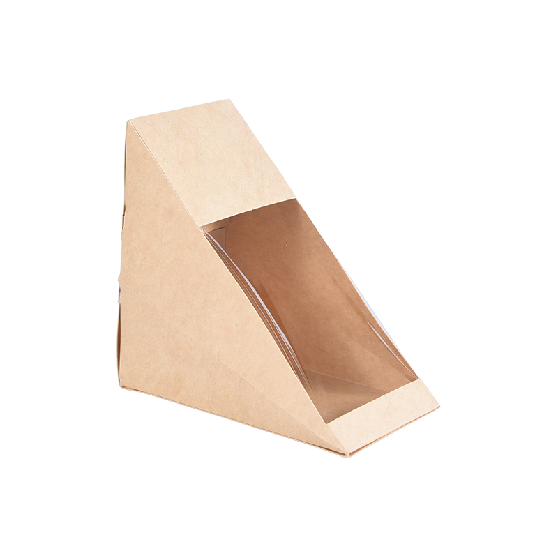 Dreieckige Sandwich-Boxen mit Fenster, Kraftpapier-Sandwich-Keilbox, Lebensmittelverpackung, Take-Away-Boxen für Bäckerei-Desserts