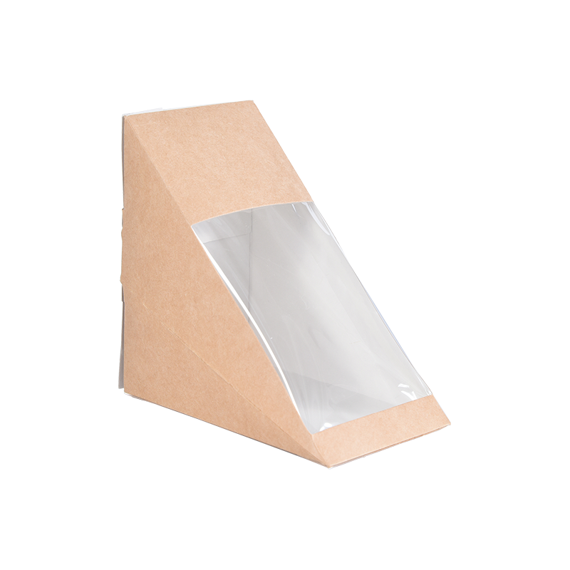 Dreieckige Sandwich-Boxen mit Fenster, Kraftpapier-Sandwich-Keilbox, Lebensmittelverpackung, Take-Away-Boxen für Bäckerei-Desserts