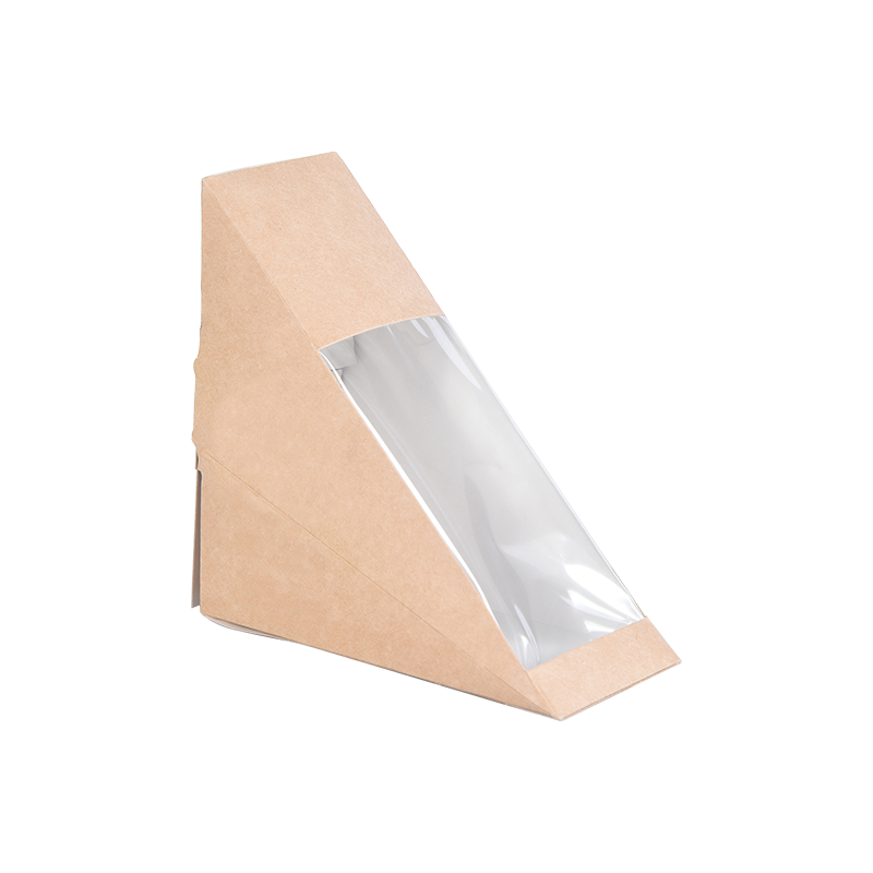 Dreieckige Sandwich-Boxen mit Fenster, Kraftpapier-Sandwich-Keilbox, Lebensmittelverpackung, Take-Away-Boxen für Bäckerei-Desserts