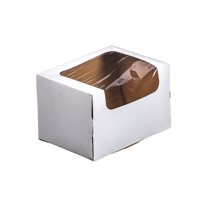 Quadratisch geschnittene Sandwich-Packbox mit breiterem Fenster